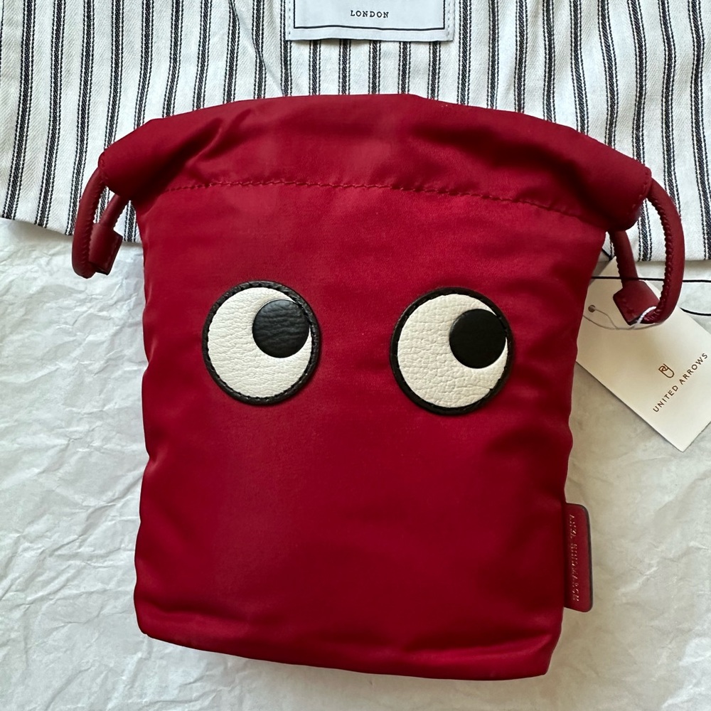 Anya Hindmarch Eyes Drawstring Pouch in Red